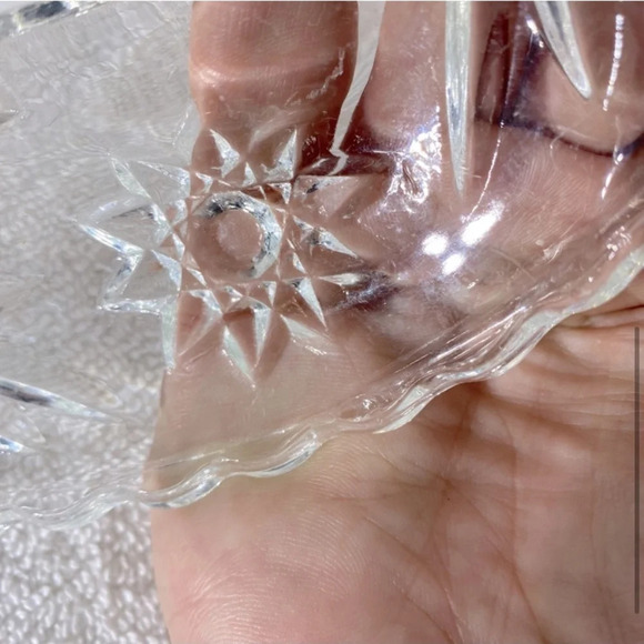 Vintage Clear Cut Glass Divided Relish  Serving Dish - Picture 5 of 8